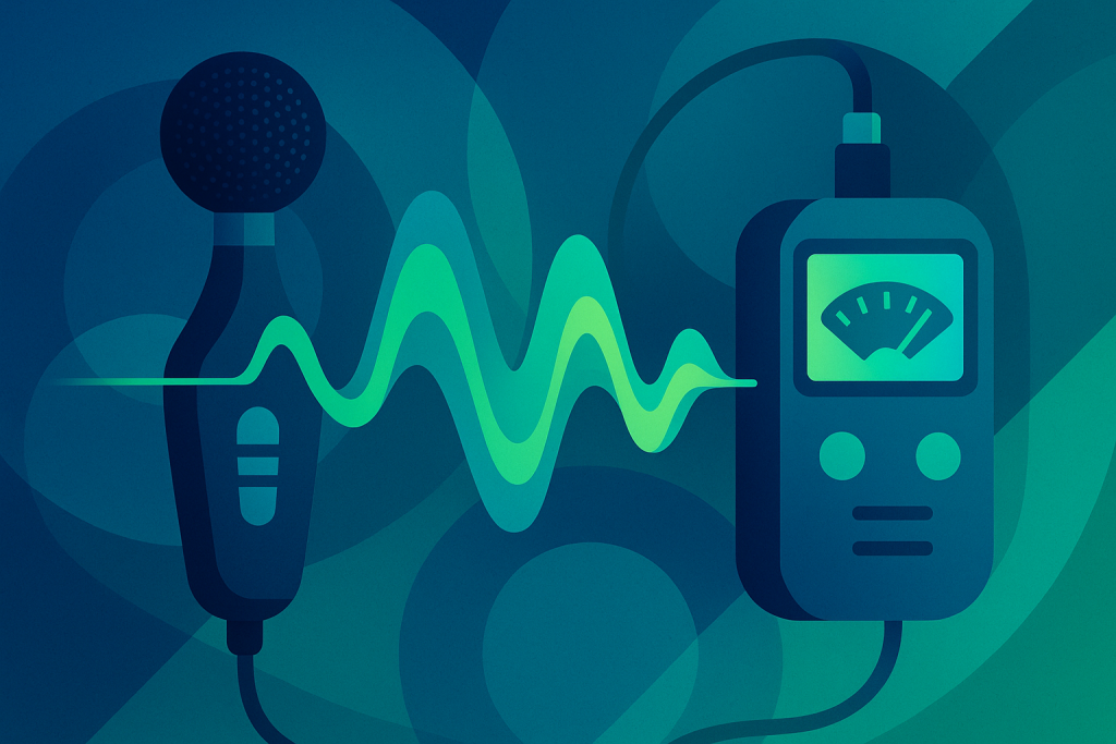 Abstract sound wave pattern in blue and green colors